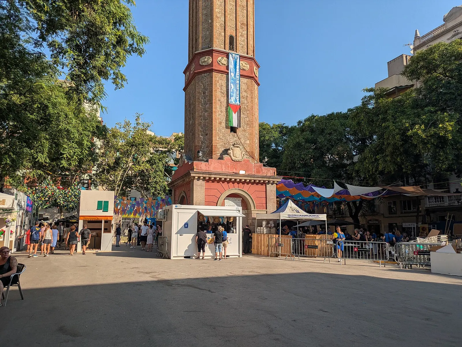 The clock tower in Plaça de la Vila de Gràcia