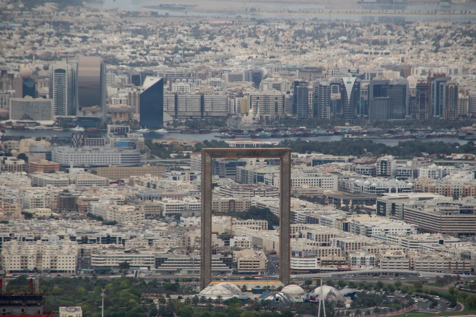 The Dubai Frame standing over the city