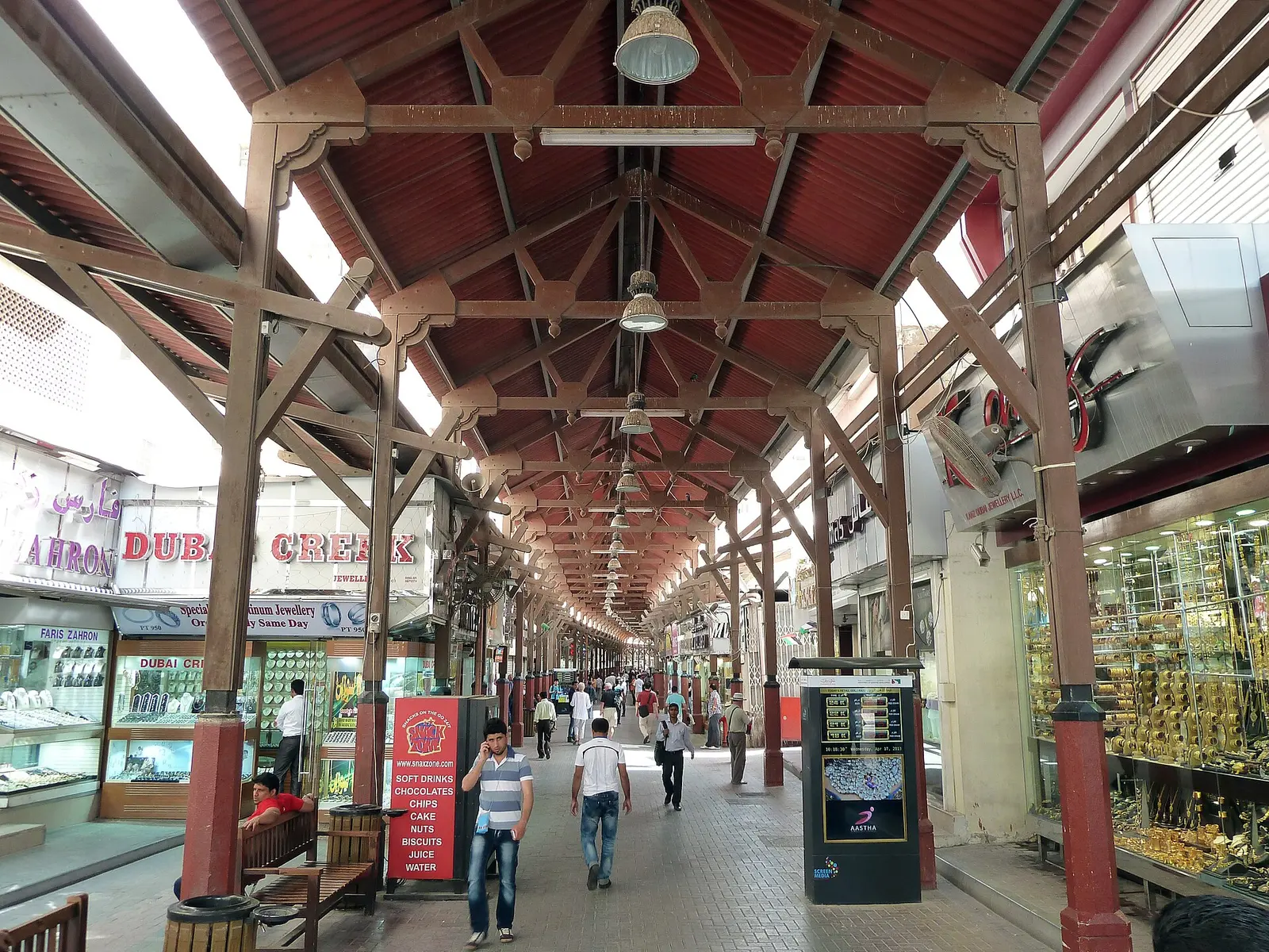 The covered main lane of the Dubai Gold Souk